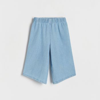 Reserved - Pantaloni culotte cu conținut ridicat de bumbac - Albastru