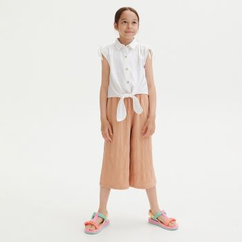 Reserved - Pantaloni culotte cu conținut ridicat de bumbac - Bej