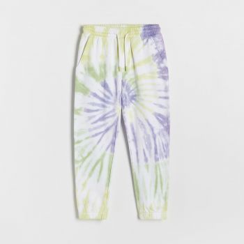 Reserved - Pantaloni sport, cu efect tie-dye - Turcoaz