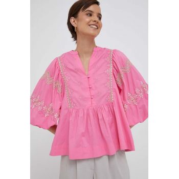 Rich & Royal bluza din bumbac femei, culoarea roz, cu imprimeu de firma originala