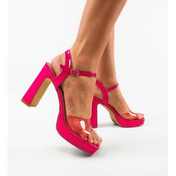 Sandale cu toc Ebaka Fuchsia ieftine