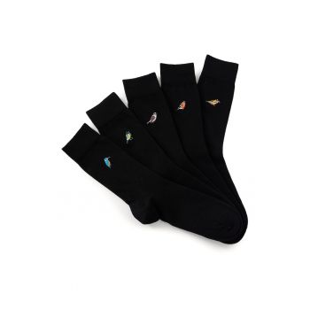 Set de sosete lungi cu detalii brodate - 5 perechi