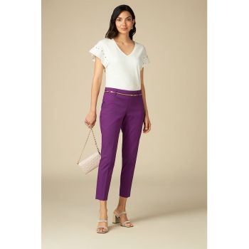 Pantaloni crop cu croiala conica