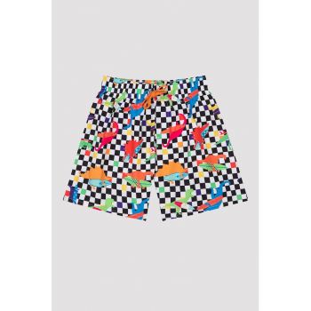 Pantaloni scurti de baie cu imprimeu si snururi