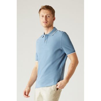 Tricou polo din bumbac cu aspect de pique
