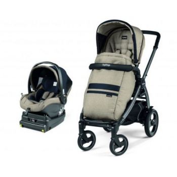 Carucior 2 in 1 Peg Perego, Book  51 S Titania i-Size (baza i-size inclusa), Luxe Ecru (sasiu + hamac + scaun auto), 0 - 22 kg
