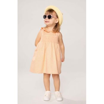 Coccodrillo rochie din bumbac pentru bebeluși culoarea portocaliu, mini, evazati