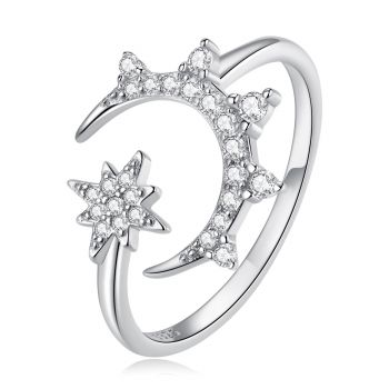 Inel reglabil din argint Silver Night