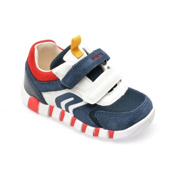 Pantofi GEOX bleumarin, B3555D, din piele intoarsa si material textil