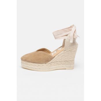 Sandale-espadrile wedge de piele intoarsa