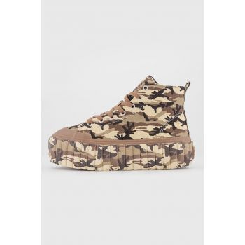 Tenisi flatform cu imprimeu camuflaj S-Hanami