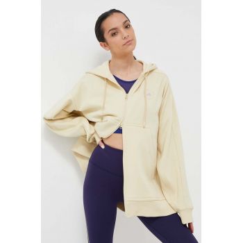 adidas by Stella McCartney bluză trening culoarea galben, cu glugă, neted