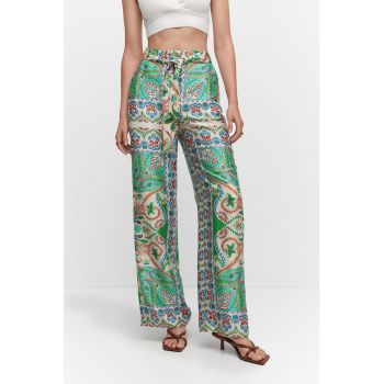 Pantaloni de satin cu talie inalta Christen