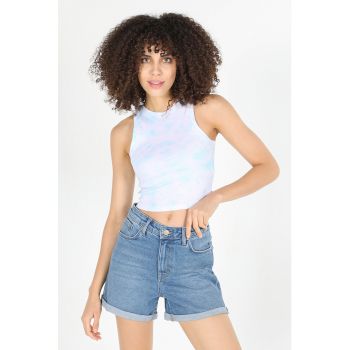 Top crop cu imprimeu tie-dye