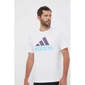 adidas tricou din bumbac culoarea alb, cu imprimeu