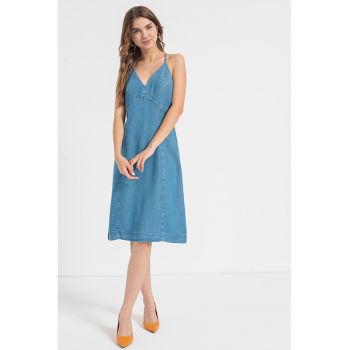 Rochie de denim cu bretele incrucisate de firma originala