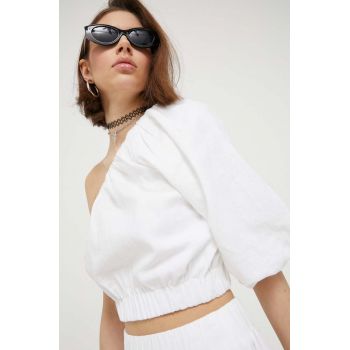 Abercrombie & Fitch bluza din in culoarea alb, neted de firma originala
