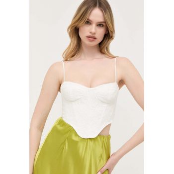 Bardot top culoarea alb, neted de firma originala