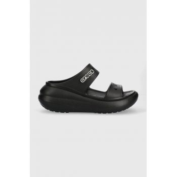 Crocs papuci Classic Crush Sandal femei, culoarea negru, cu platformă 207670 de firma originali