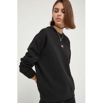 Tommy Jeans hanorac de bumbac femei, culoarea negru, neted