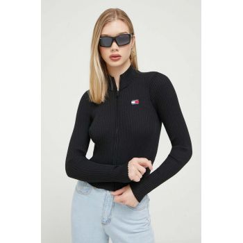 Tommy Jeans pulover femei, culoarea negru, light de firma original