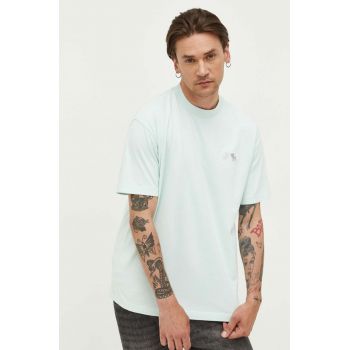 Abercrombie & Fitch tricou din bumbac culoarea turcoaz, neted