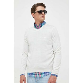 BOSS pulover de lana barbati, culoarea alb, light de firma original