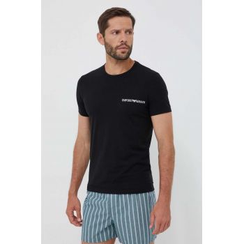 Emporio Armani Underwear tricou lounge 2-pack culoarea negru, cu imprimeu de firma original