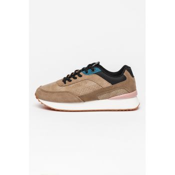 Pantofi sport low-top de piele ecologica cu accente colorblock