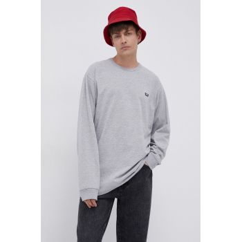 Vans Longsleeve bărbați, culoarea gri, material neted