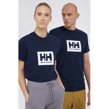 Helly Hansen tricou din bumbac culoarea bleumarin, cu imprimeu 53285-096 de firma original