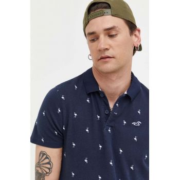 Hollister Co. tricou polo barbati, culoarea albastru marin, modelator