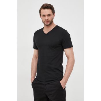 Lacoste tricou din bumbac 3-pack) culoarea negru, material uni TH3374-001 ieftin