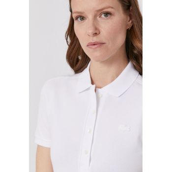 Lacoste tricou femei, culoarea alb, cu guler PF5462-001 de firma original