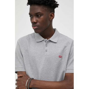 Levi's polo de bumbac culoarea gri, melanj