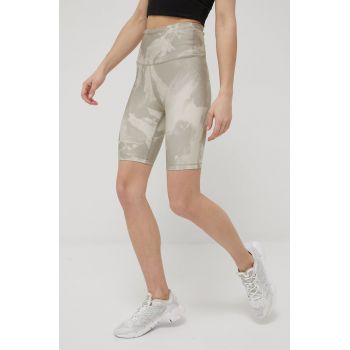 Reebok pantaloni scurți de antrenament HG3616 femei, culoarea bej, modelator, medium waist
