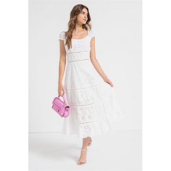 Rochie cu croiala in A si dantela Sangallo
