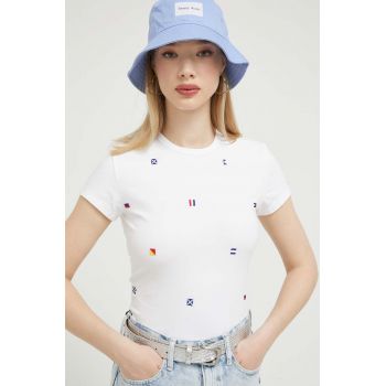 Tommy Jeans tricou femei, culoarea alb