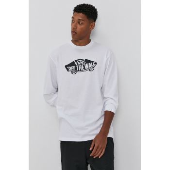 Vans Longsleeve bărbați, culoarea alb, cu imprimeu