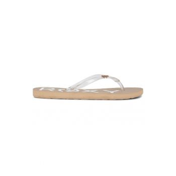 Papuci flip-flop din material moale cu barete transparente Viva