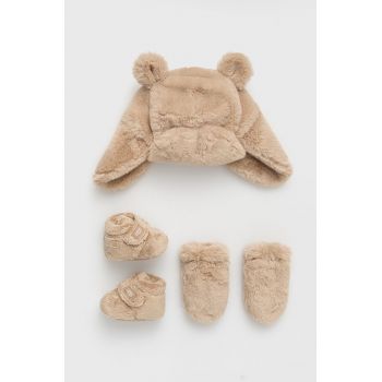 UGG pantofi pentru bebelusi Bixbee And Hat And Mitten Set culoarea maro