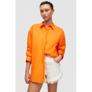 AllSaints camasa din bumbac Sasha femei, culoarea portocaliu, cu guler clasic, relaxed de firma originala