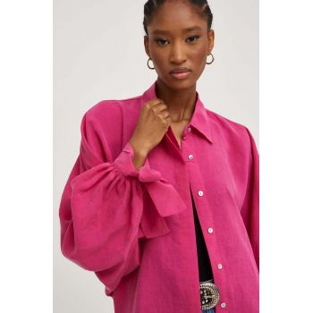 Answear Lab camasa femei, culoarea roz, cu guler clasic, relaxed