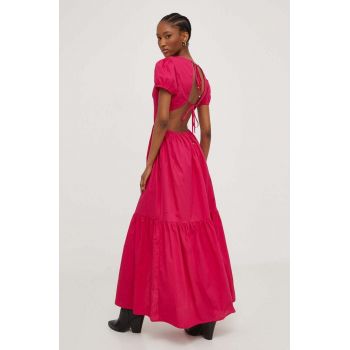Answear Lab rochie din bumbac culoarea roz, maxi, evazati