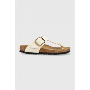 Birkenstock slapi Gizeh femei, culoarea bej, cu toc plat, 1025503