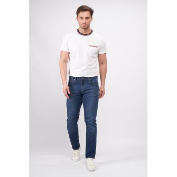 Blugi slim fit cu aspect decolorat