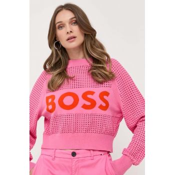 BOSS pulover femei, culoarea roz, light de firma original