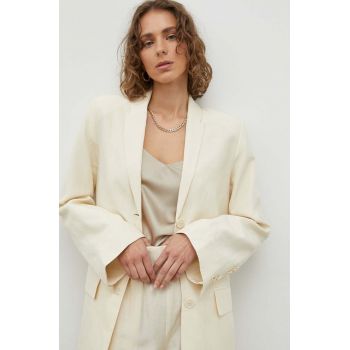 By Malene Birger blazer din amestec de in Porter culoarea bej, un singur rand de nasturi, neted