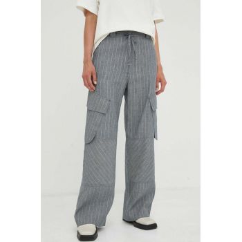 Day Birger et Mikkelsen pantaloni din in Fred culoarea gri, drept, high waist