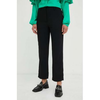 Day Birger et Mikkelsen pantaloni femei, culoarea negru, drept, high waist